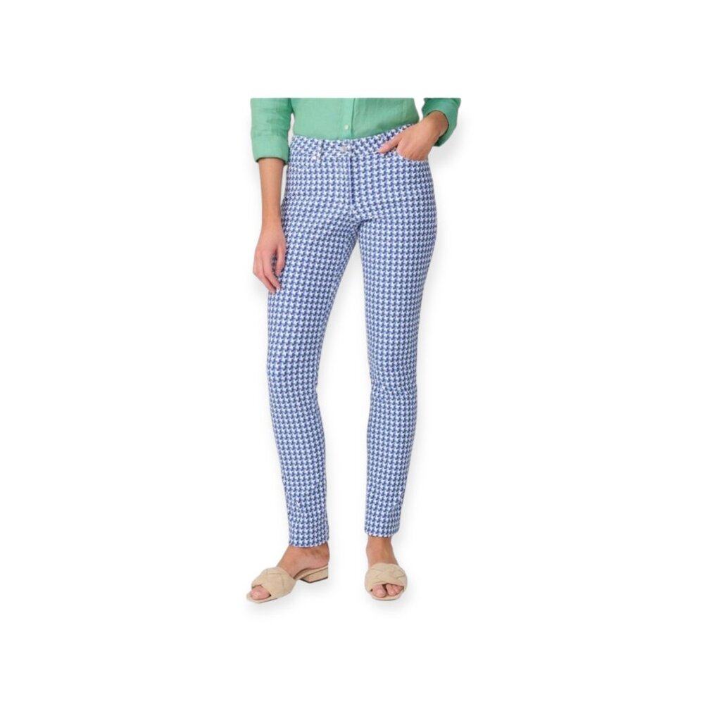 NWOT J McLaughlin Lexi Stretch Skinny Jeans Blue Green White Geometric - Size 6